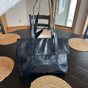 Vintage Prada Pictogram Blue Leather Bag